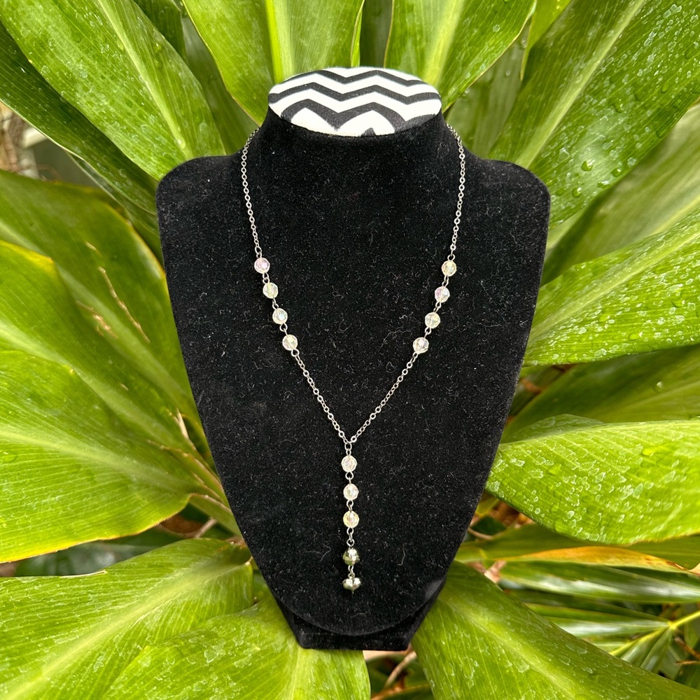 N10. Vintage Napier Y Crystal Beaded black Heart Necklace NWOT